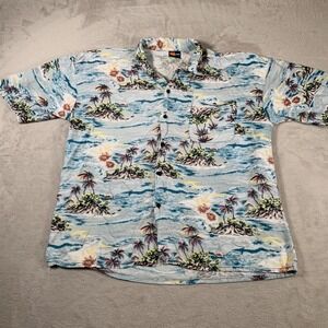 Vintage Kiwon Bay‎ Hawaiian Shirt Mens XL Floral Rayon Pocket Aloha 90s FLAW